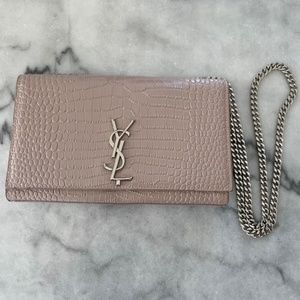 Kate small leather shoulder - Nude and Silver